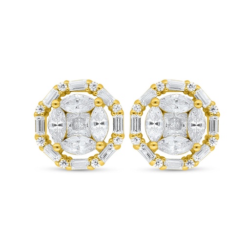[EAR02WCZ00000C613] Sterling Silver 925 Earring Golden Plated Embedded With White Zircon