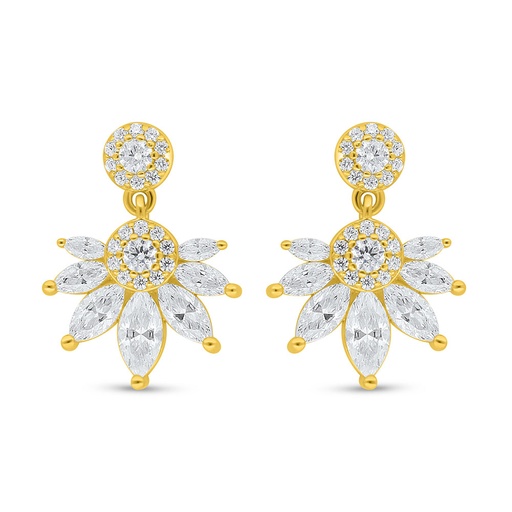 [EAR02WCZ00000C615] Sterling Silver 925 Earring Golden Plated Embedded With White Zircon