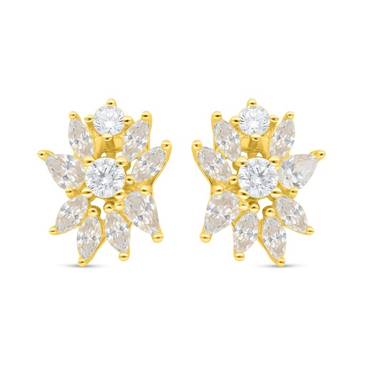 [EAR02WCZ00000C616] Sterling Silver 925 Earring Golden Plated Embedded With White Zircon