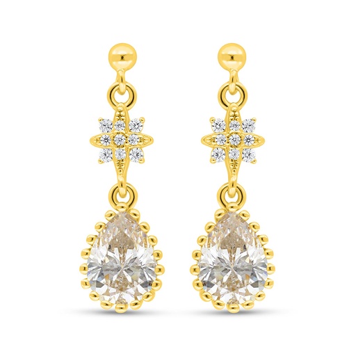 [EAR02WCZ00000C618] Sterling Silver 925 Earring Golden Plated Embedded With White Zircon