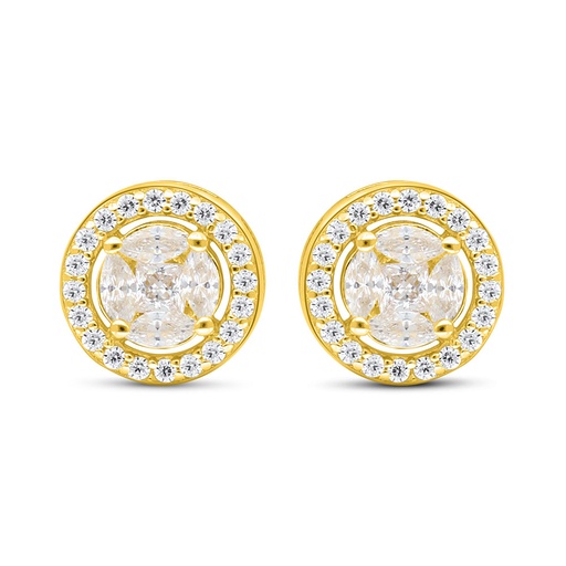 [EAR02WCZ00000C629] Sterling Silver 925 Earring Golden Plated Embedded With White Zircon