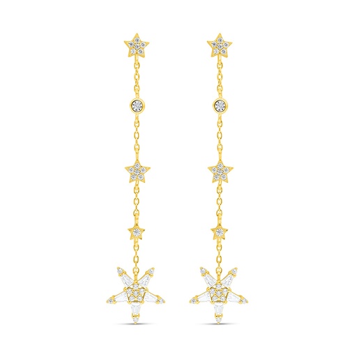 [EAR02WCZ00000C630] Sterling Silver 925 Earring Golden Plated Embedded With White Zircon
