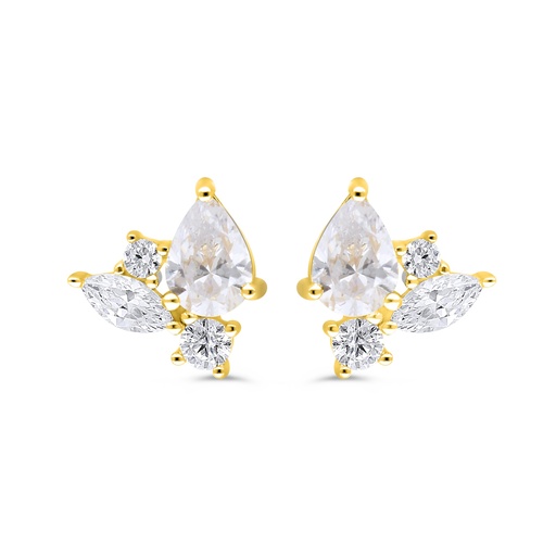 [EAR02WCZ00000C633] Sterling Silver 925 Earring Golden Plated Embedded With White Zircon