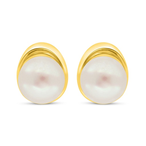 [EAR02PRL00000C636] Sterling Silver 925 Earring Golden Plated Embedded With Fresh Water Pearl