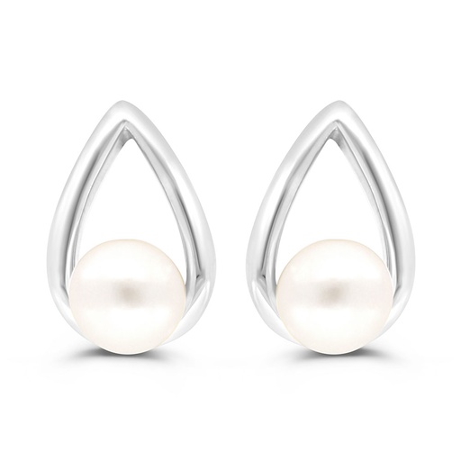[EAR01PRL00000C640] Sterling Silver 925 Earring Rhodium Plated Embedded With Fresh Water Pearl