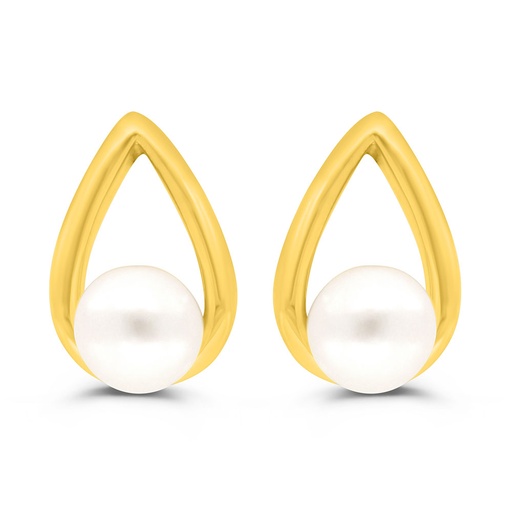 [EAR02PRL00000C640] Sterling Silver 925 Earring Golden Plated Embedded With Fresh Water Pearl
