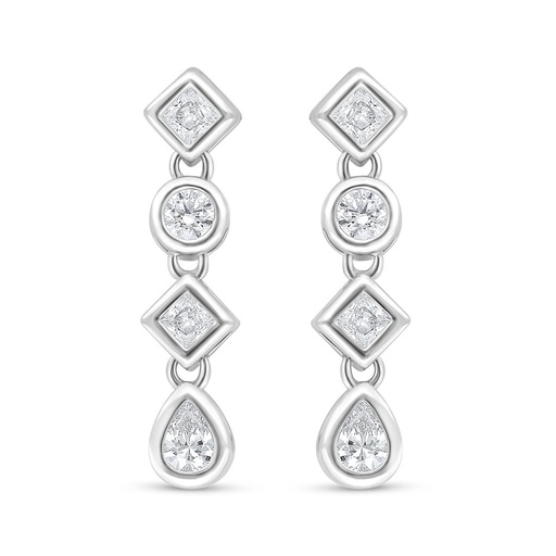 [EAR01WCZ00000C643] Sterling Silver 925 Earring Rhodium Plated Embedded With White Zircon