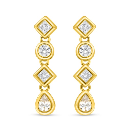[EAR02WCZ00000C643] Sterling Silver 925 Earring Golden Plated Embedded With White Zircon