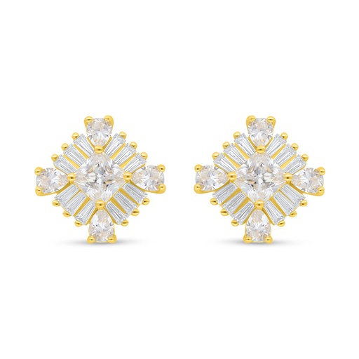 [EAR02WCZ00000C650] Sterling Silver 925 Earring Golden Plated Embedded With White Zircon