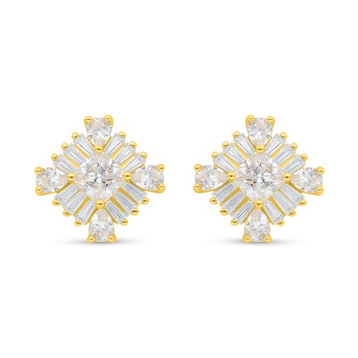 [EAR02WCZ00000C650] Sterling Silver 925 Earring Golden Plated Embedded With White Zircon