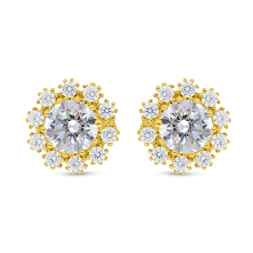 [EAR02WCZ00000C652] Sterling Silver 925 Earring Golden Plated Embedded With White Zircon