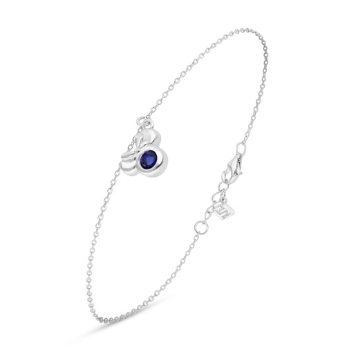 [BRC01SAP00000B199] Sterling Silver 925 Bracelet Rhodium Plated Embedded With Sapphire Corundum 