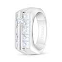 Sterling Silver 925 Ring Rhodium Plated Embedded With White Zircon For men