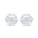 Sterling Silver 925 Earring Rhodium Plated Embedded With White Zircon