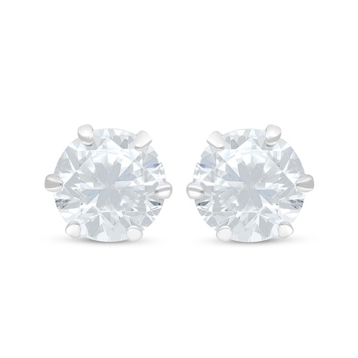 [EAR01WCZ00000C664] Sterling Silver 925 Earring Rhodium Plated Embedded With White Zircon