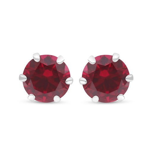 [EAR01RUB00000C664] Sterling Silver 925 Earring Rhodium Plated Embedded With Ruby Corundum 