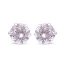 Sterling Silver 925 Earring Rhodium Plated Embedded With Pink Zircon 