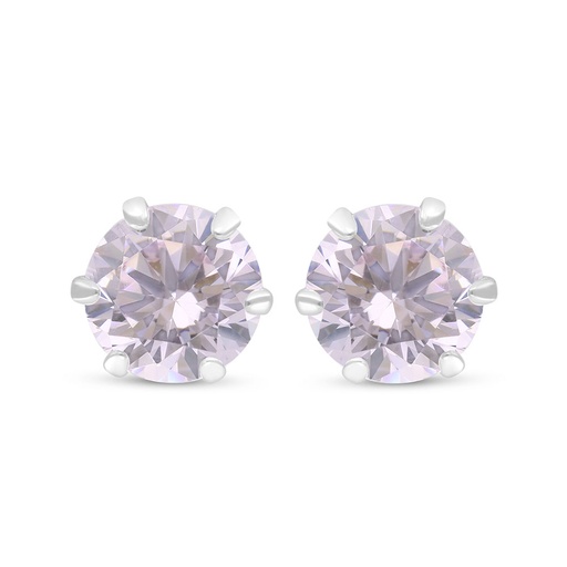 [EAR01PIK00000C664] Sterling Silver 925 Earring Rhodium Plated Embedded With Pink Zircon 