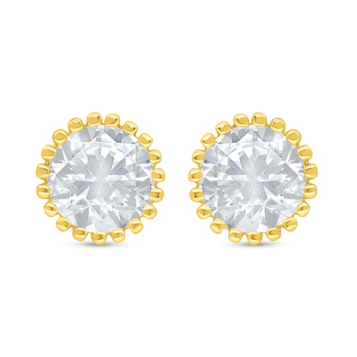 [EAR02WCZ00000C667] Sterling Silver 925 Earring Golden Plated Embedded With White Zircon