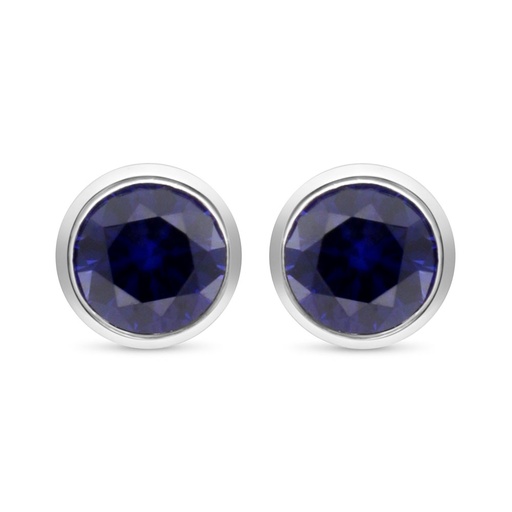 [EAR01SAP00000C670] Sterling Silver 925 Earring Rhodium Plated Embedded With Sapphire Corundum 