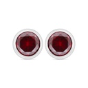 Sterling Silver 925 Earring Rhodium Plated Embedded With Ruby Corundum 