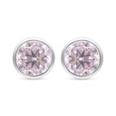 Sterling Silver 925 Earring Rhodium Plated Embedded With Pink Zircon And 