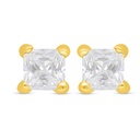 Sterling Silver 925 Earring Golden Plated Embedded With White Zircon