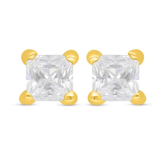 [EAR02WCZ00000C672] Sterling Silver 925 Earring Golden Plated Embedded With White Zircon