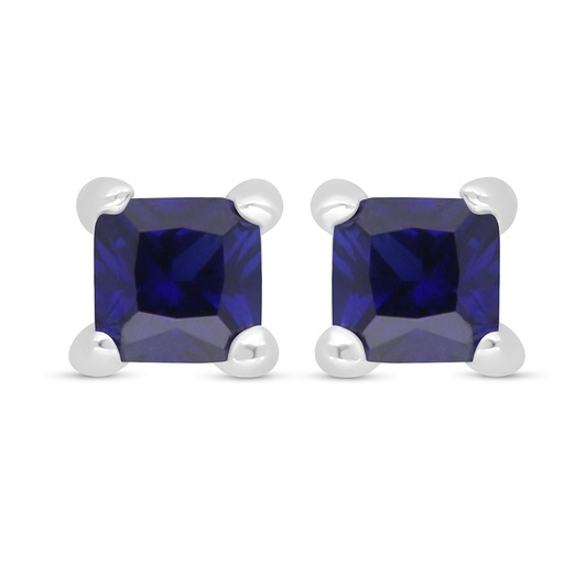 [EAR01SAP00000C672] Sterling Silver 925 Earring Rhodium Plated Embedded With Sapphire Corundum 