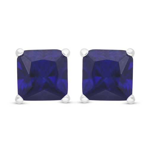 [EAR01SAP00000C675] Sterling Silver 925 Earring Rhodium Plated Embedded With Sapphire Corundum 