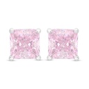 Sterling Silver 925 Earring Rhodium Plated Embedded With Pink Zircon 