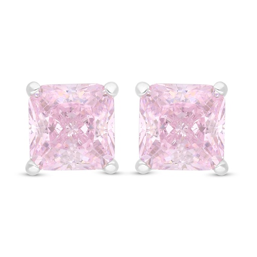 [EAR01PIK00000C675] Sterling Silver 925 Earring Rhodium Plated Embedded With Pink Zircon 