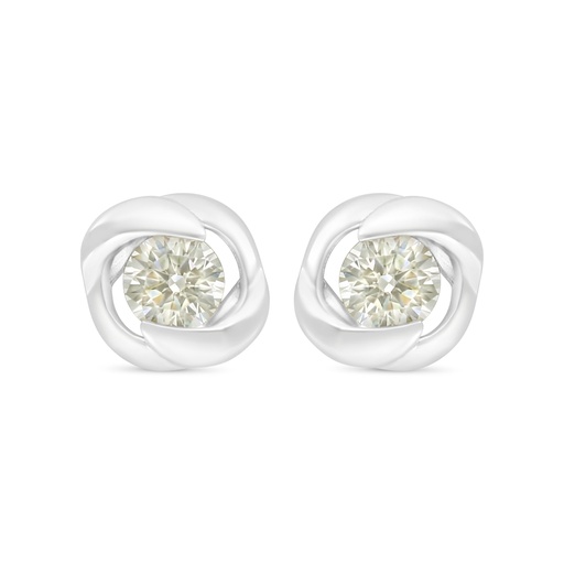 [EAR01CIT00000C679] Sterling Silver 925 Earring Rhodium Plated Embedded With Yellow Diamond And White Zircon