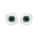 Sterling Silver 925 Earring Rhodium Plated Embedded With Emerald Zircon 