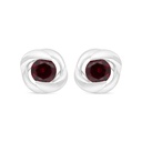 Sterling Silver 925 Earring Rhodium Plated Embedded With Ruby Corundum 