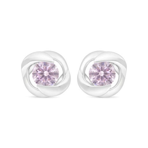 [EAR01PIK00000C679] Sterling Silver 925 Earring Rhodium Plated Embedded With Pink Zircon