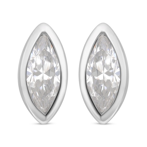 [EAR01WCZ00000C682] Sterling Silver 925 Earring Rhodium Plated Embedded With White Zircon