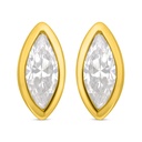 Sterling Silver 925 Earring Golden Plated Embedded With White Zircon