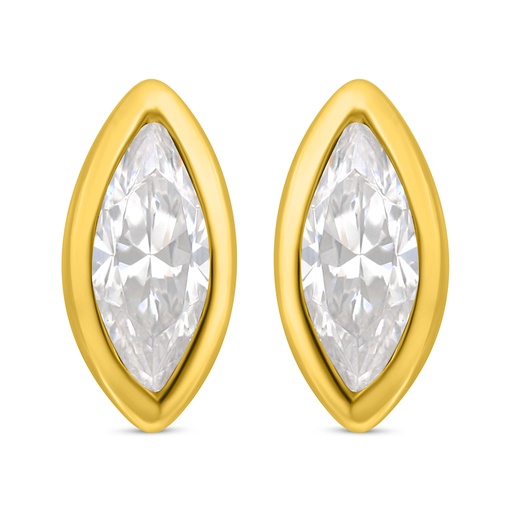 [EAR02WCZ00000C682] Sterling Silver 925 Earring Golden Plated Embedded With White Zircon