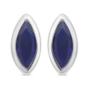 Sterling Silver 925 Earring Rhodium Plated Embedded With Sapphire Corundum 