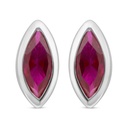 Sterling Silver 925 Earring Rhodium Plated Embedded With Ruby Corundum 