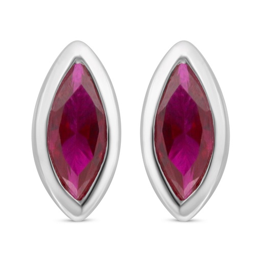 [EAR01RUB00000C682] Sterling Silver 925 Earring Rhodium Plated Embedded With Ruby Corundum 