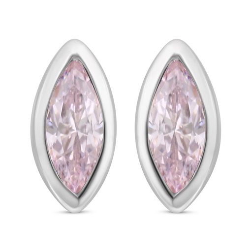 [EAR01PIK00000C682] Sterling Silver 925 Earring Rhodium Plated Embedded With Pink Zircon 