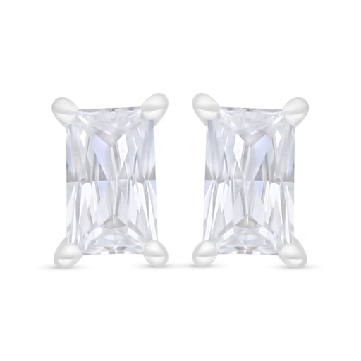 [EAR01WCZ00000C683] Sterling Silver 925 Earring Rhodium Plated Embedded With White Zircon