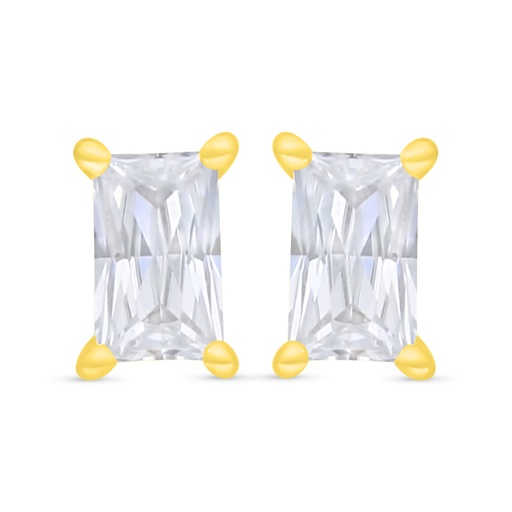 [EAR02WCZ00000C683] Sterling Silver 925 Earring Golden Plated Embedded With White Zircon