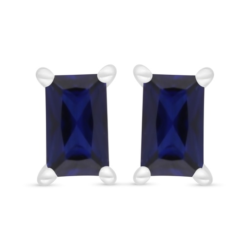 [EAR01SAP00000C683] Sterling Silver 925 Earring Rhodium Plated Embedded With Sapphire Corundum 