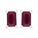 Sterling Silver 925 Earring Rhodium Plated Embedded With Ruby Corundum 