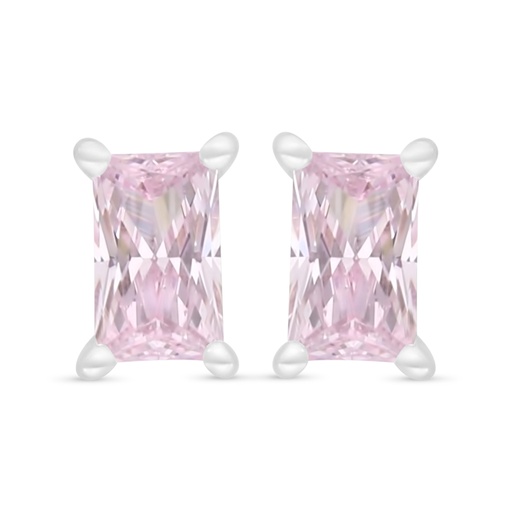 [EAR01PIK00000C683] Sterling Silver 925 Earring Rhodium Plated Embedded With Pink Zircon 