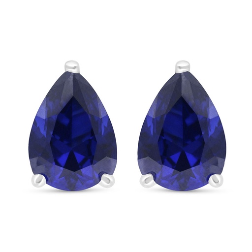 [EAR01SAP00000C688] Sterling Silver 925 Earring Rhodium Plated Embedded With Sapphire Corundum 