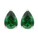 Sterling Silver 925 Earring Rhodium Plated Embedded With Emerald Zircon 